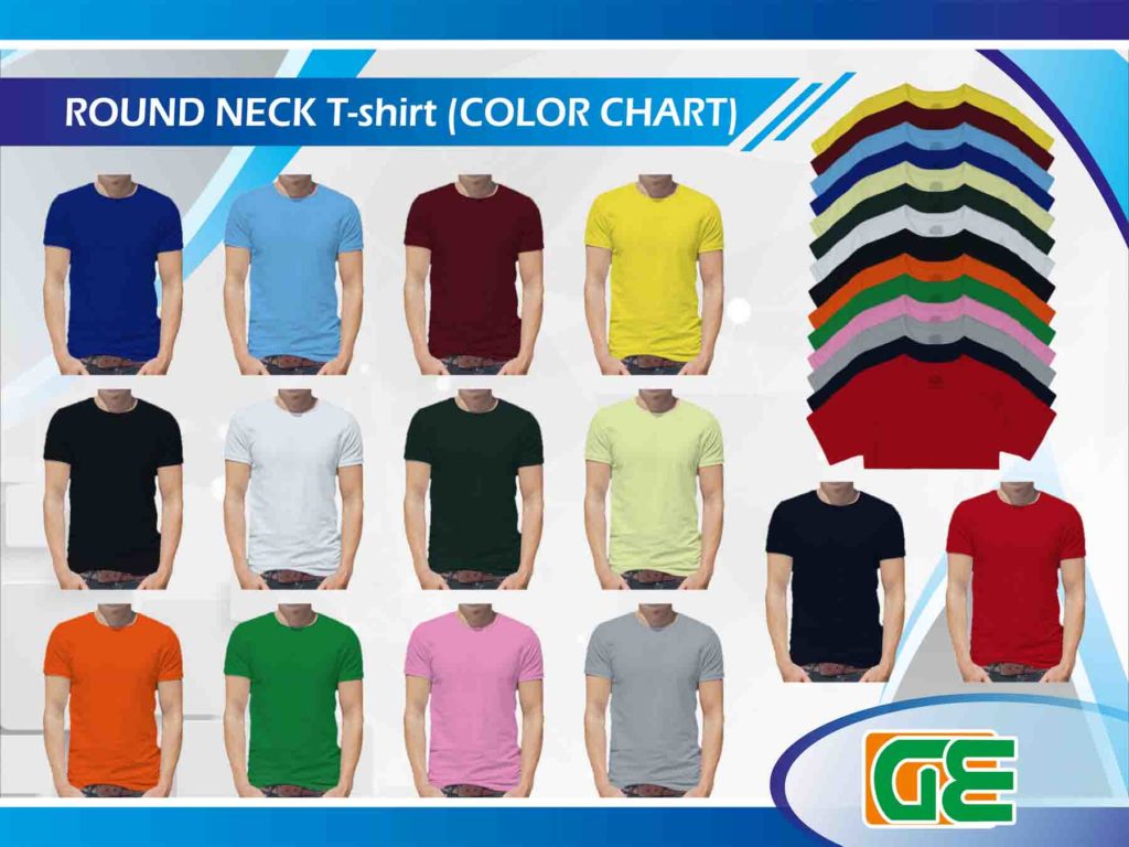 Round Neck Tshirt Colour Chart