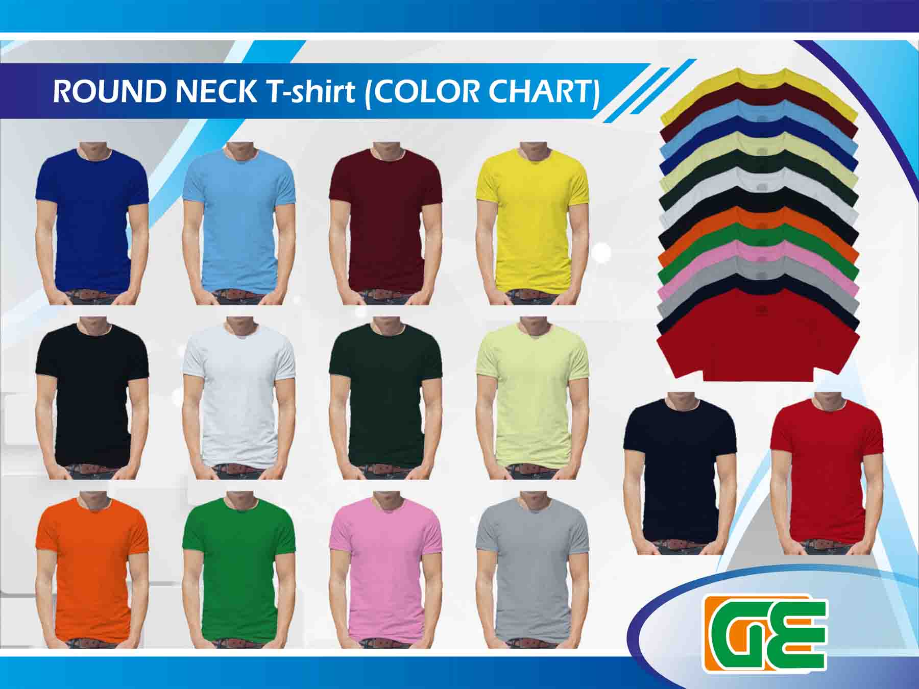 Round Neck Tshirt Colour Chart | Goyal Enterprises